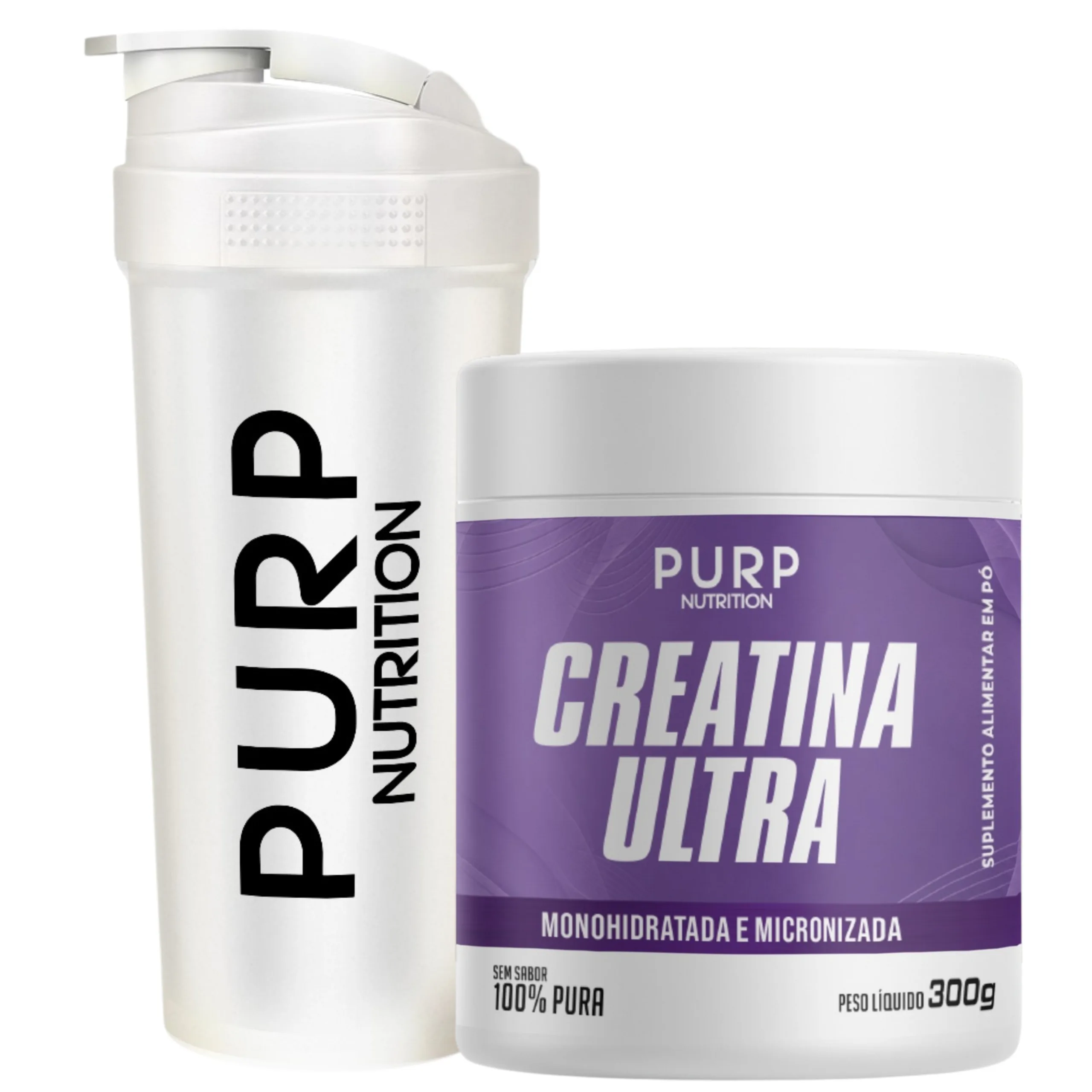 Kit Creatina Ultra – Monohidratada e Micronizada 100% Pura (300g) + Coqueteleira Shaker